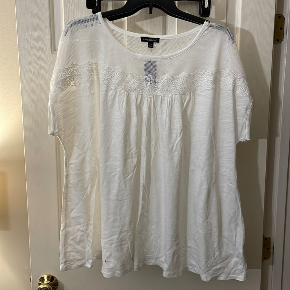 Lane Bryant short sleeved white shirt